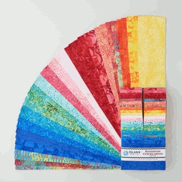 Rainbow Celebration Batiks Strips Jelly Roll - Kathy Engle by Island Batik